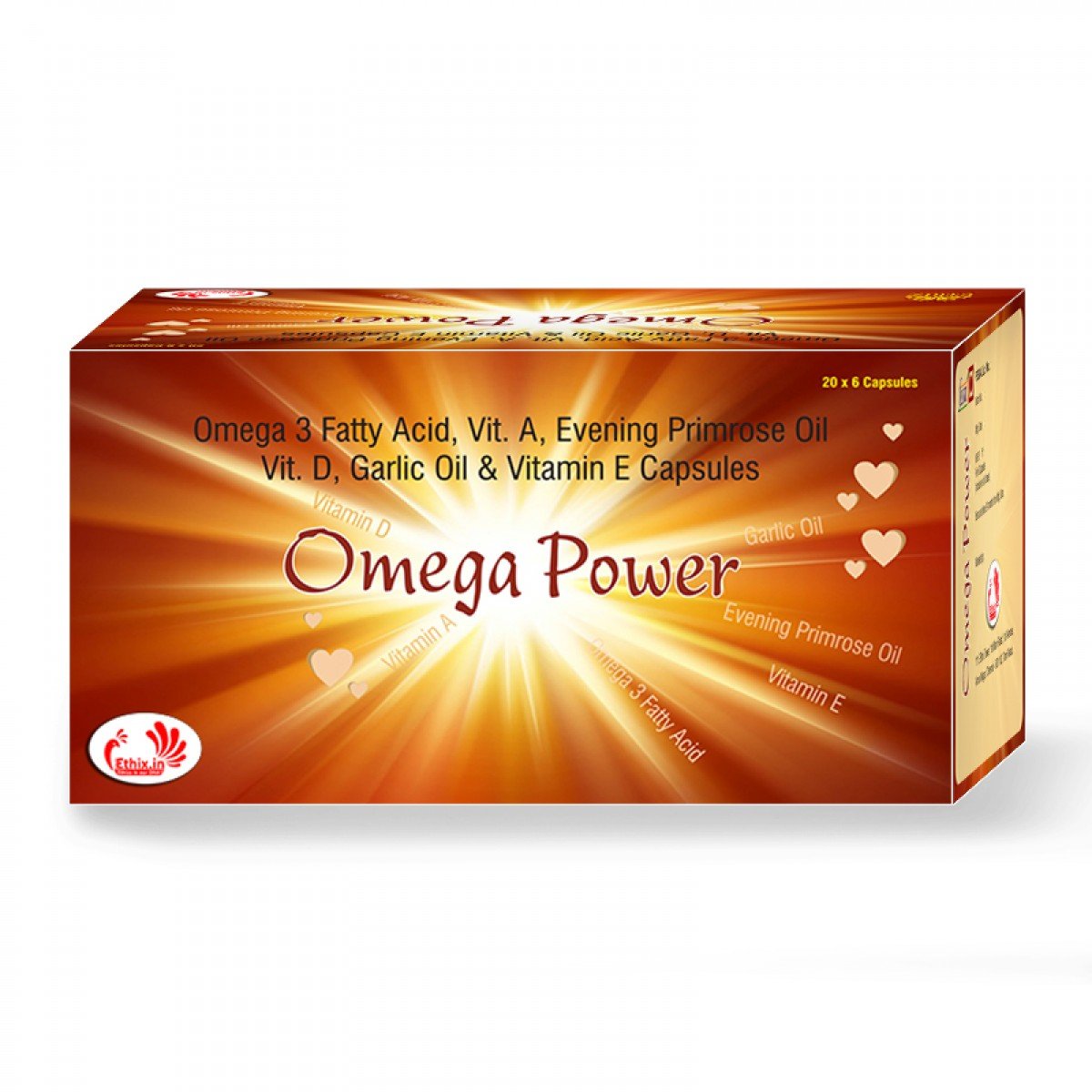 Omega Power Omega 3 Fatty Acid Vit. A EPO Vit. D Garlic Oil